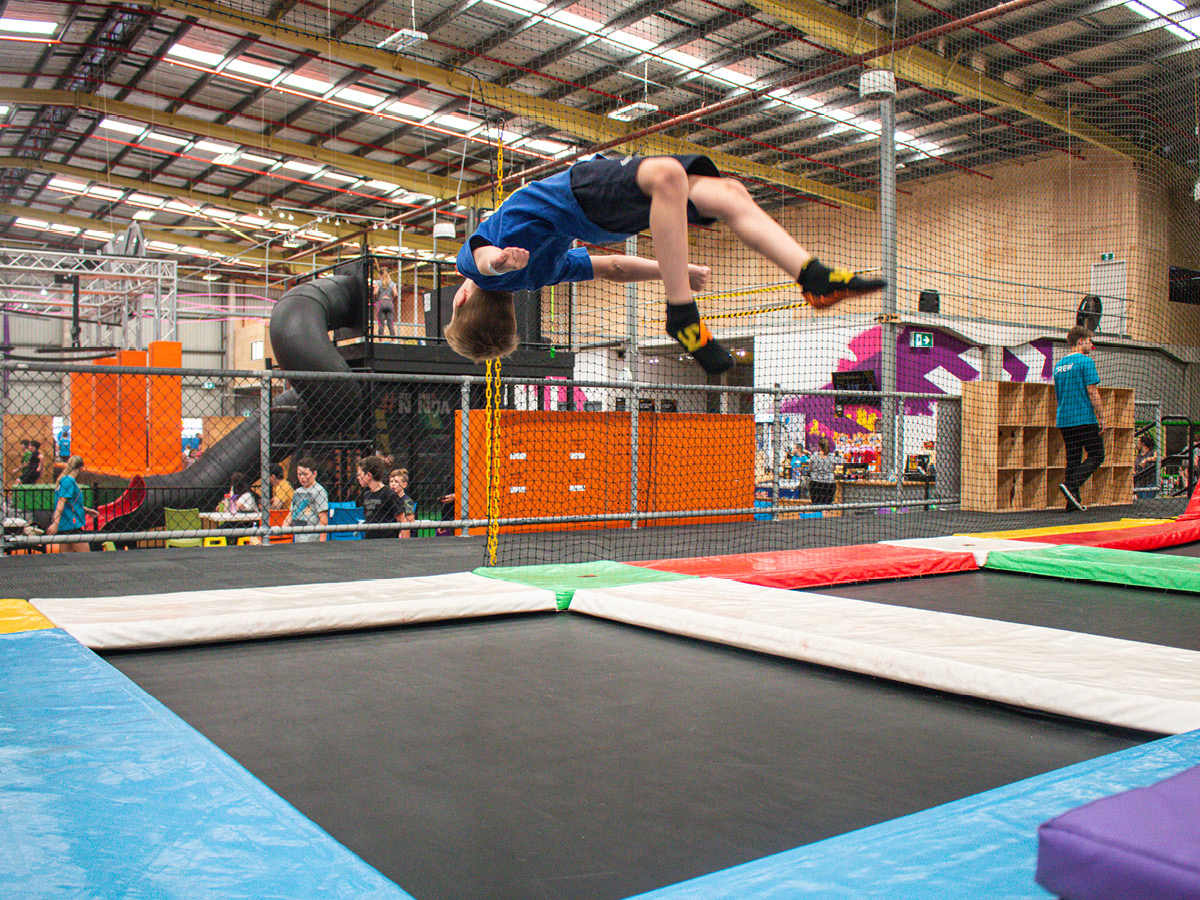 Boy Trampoline Backflip