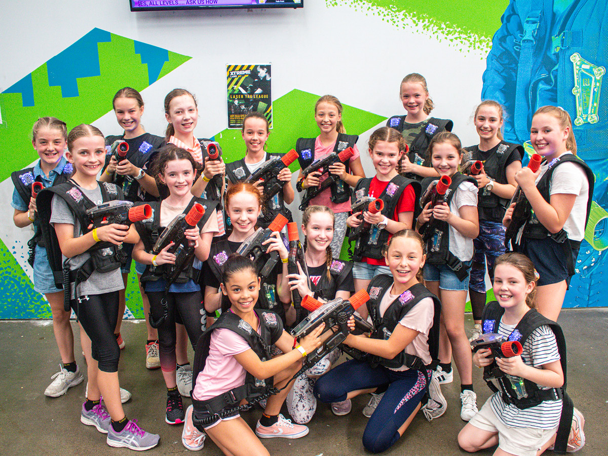 Group of girls outside of laser tag