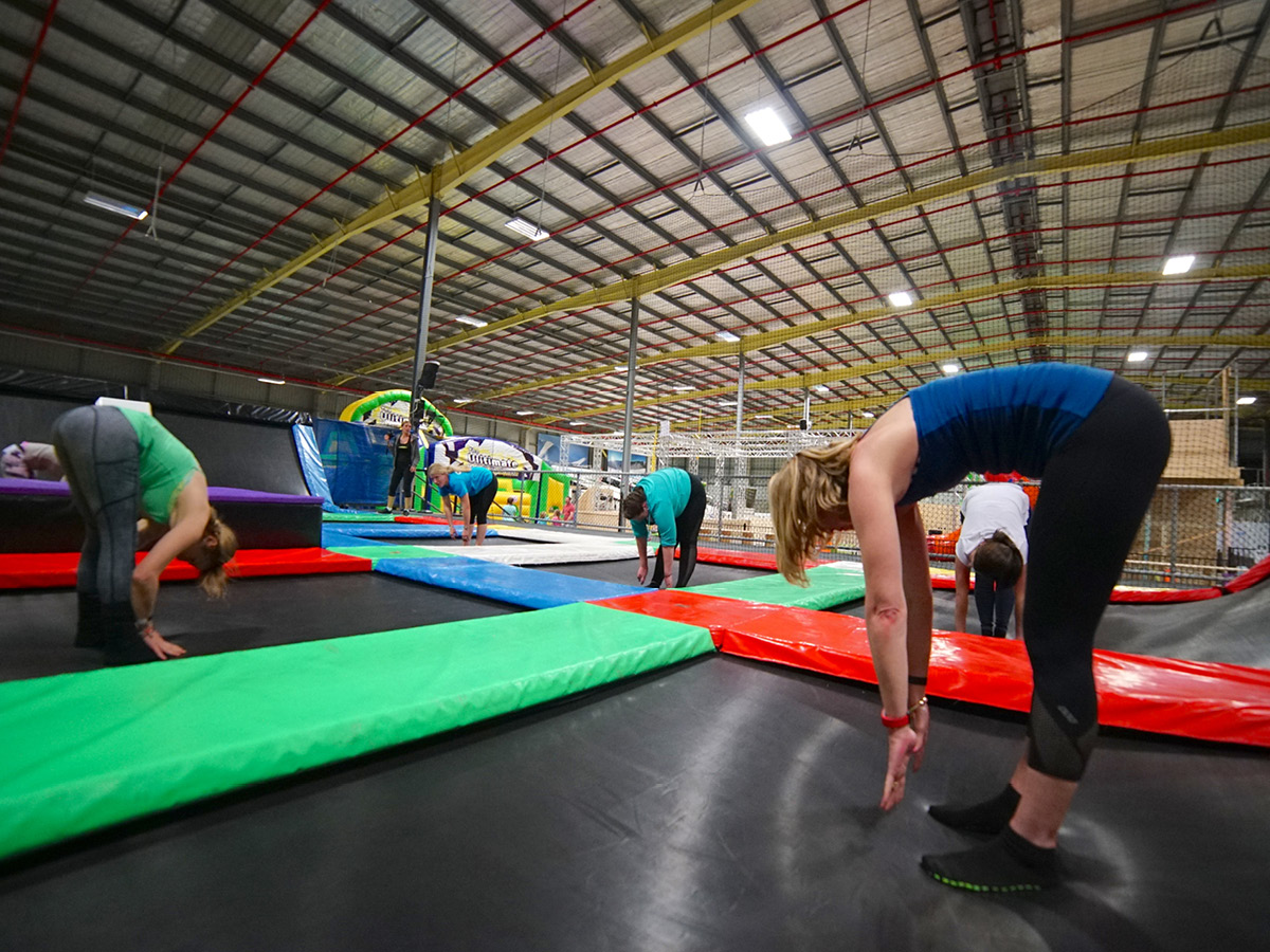 Group Stretching on Trampolines